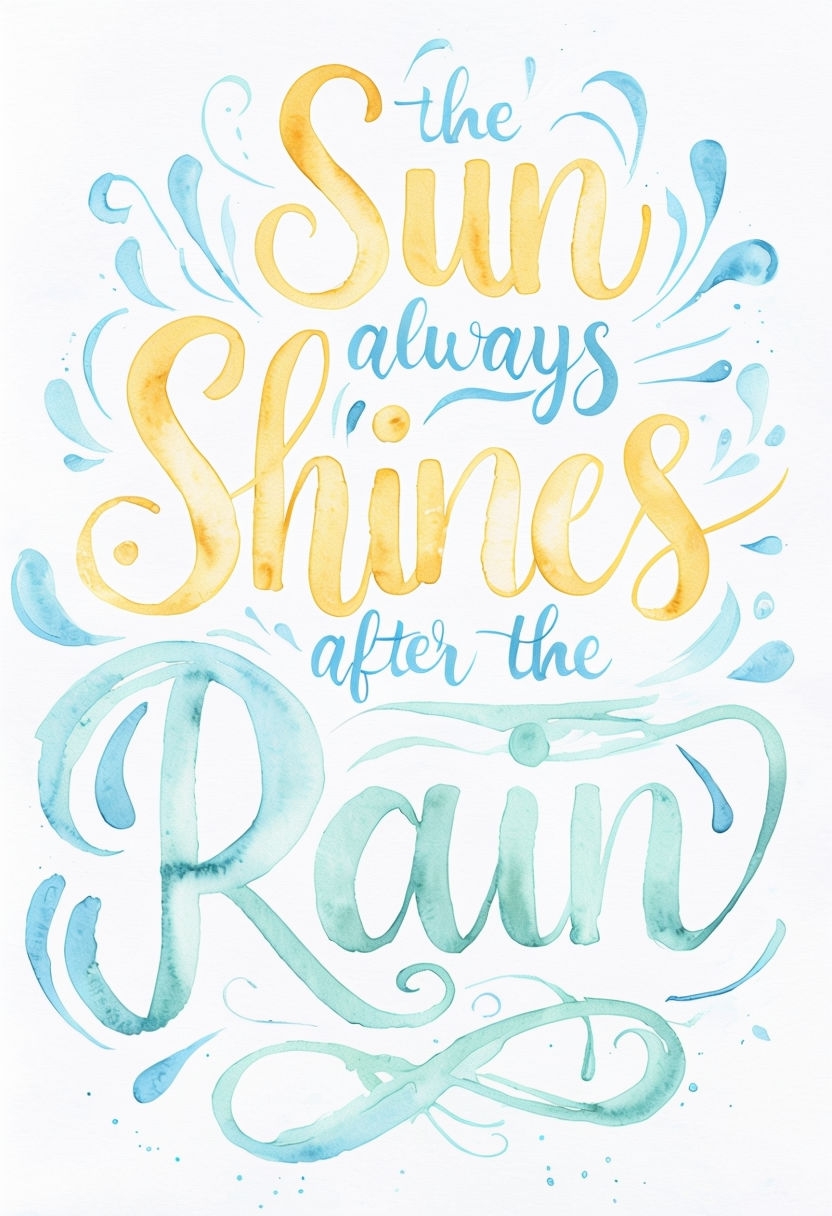 Motivational Watercolor Quote: The Sun Always Shines Poster