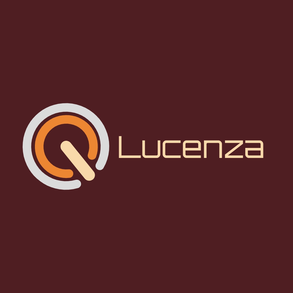 Minimalist Maroon Q Lucenza Logo Design with Circular Elements Logo