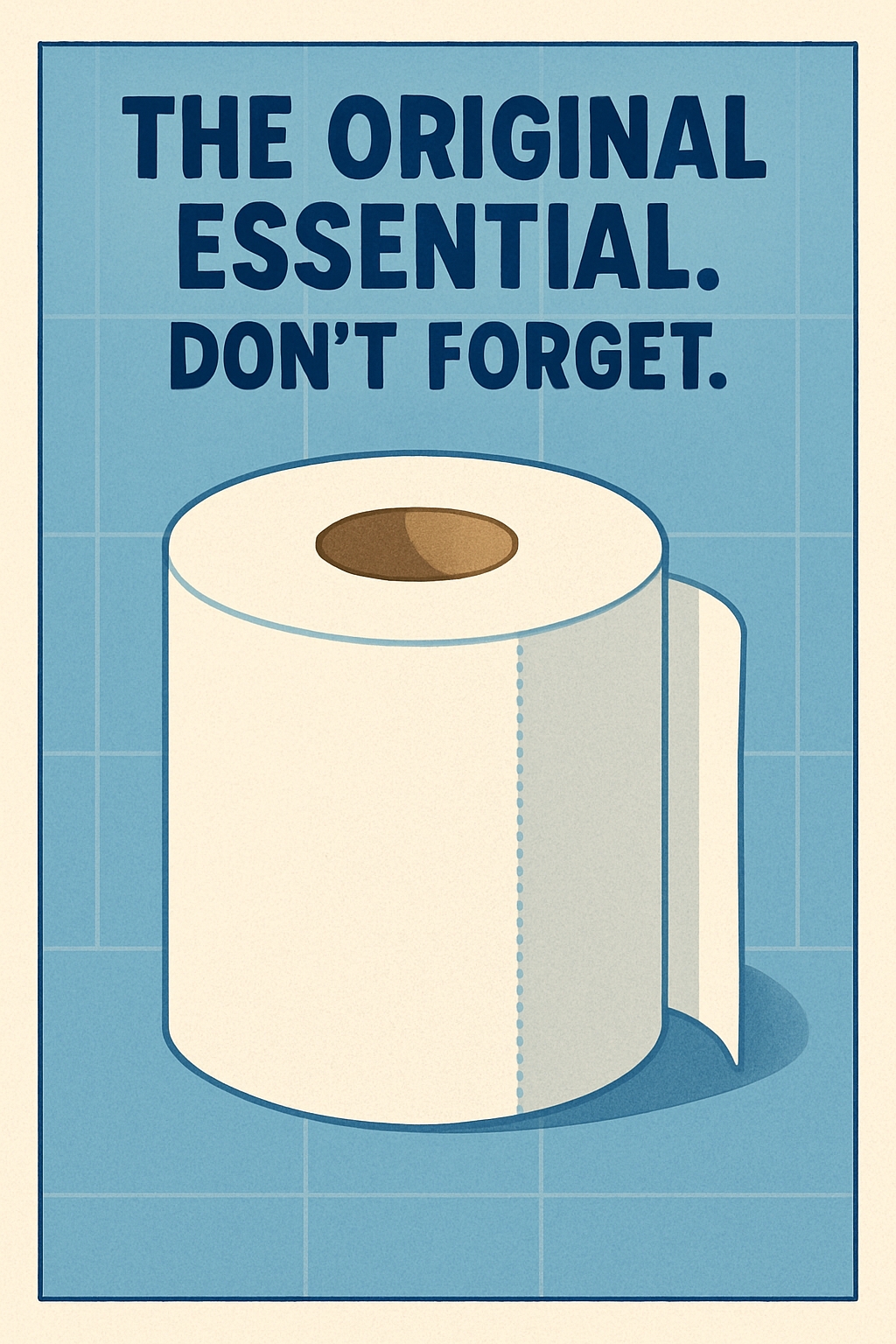 Minimalist Toilet Paper Roll Illustration with Bold Text Poster
