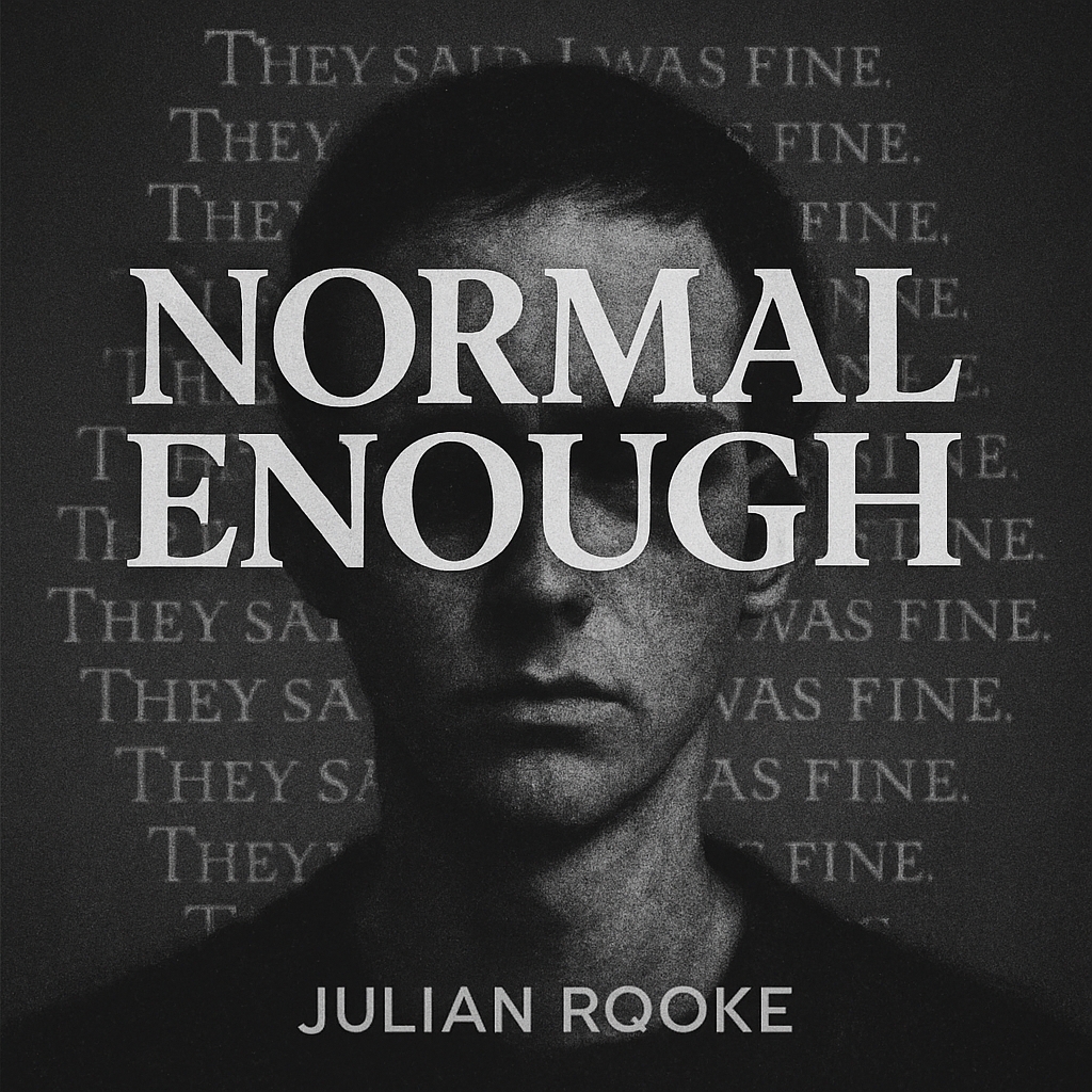 Striking Black and White Normal Enough Album Cover Art by Julian Rooke Spotify Album Cover