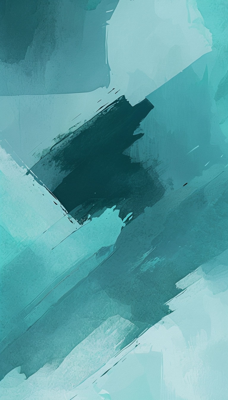 Vibrant Abstract Teal and Cyan Brushstroke Artwork Mobile Wallpaper