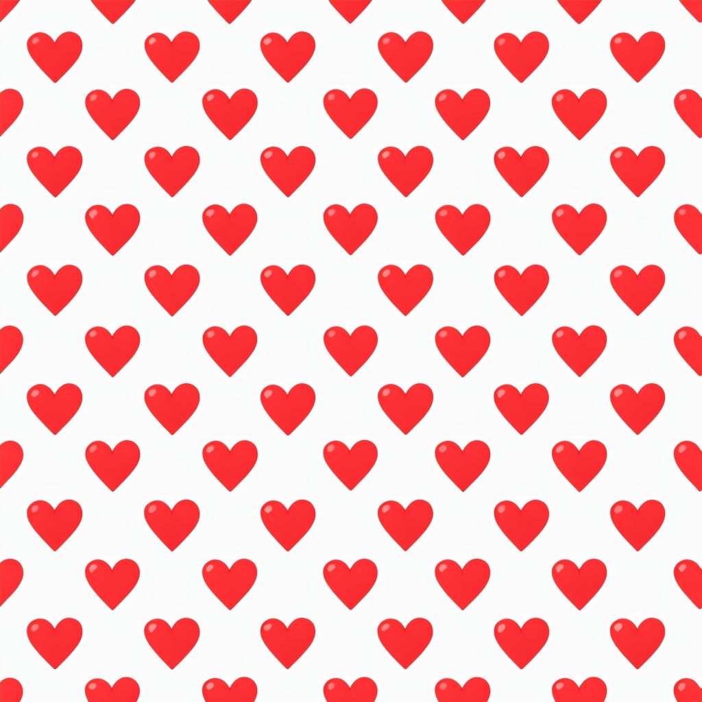 Charming Red Hearts Seamless Pattern on White Background Seamless Pattern