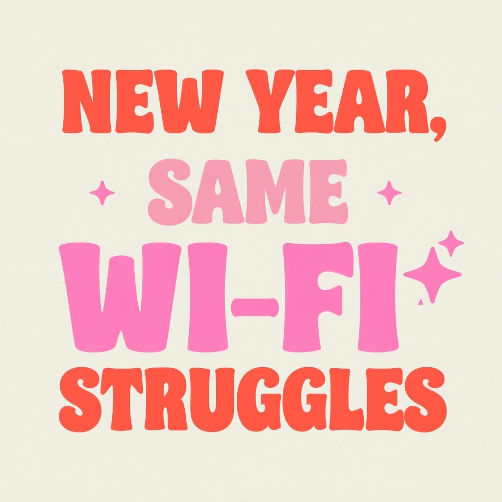 Humorous New Year Same Wi-Fi Struggles Text Design Mug