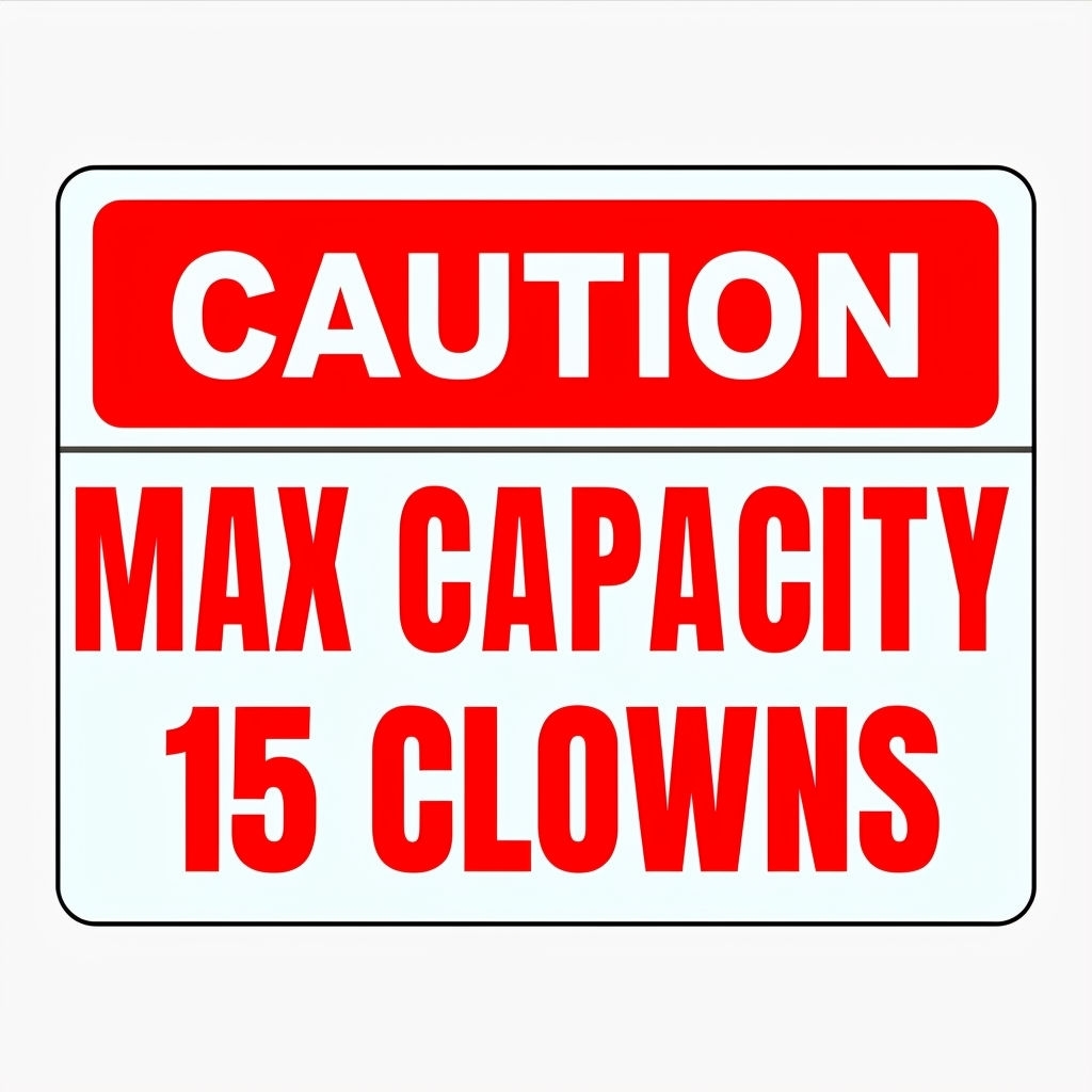 Humorous Caution Sign Illustration for Maximum Capacity Sticker