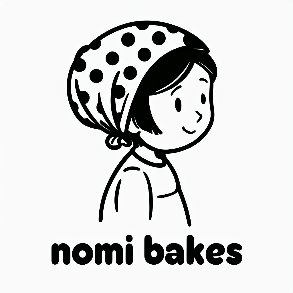Minimalist Cartoon Young Girl Illustration for Nomi Bakes Logo
