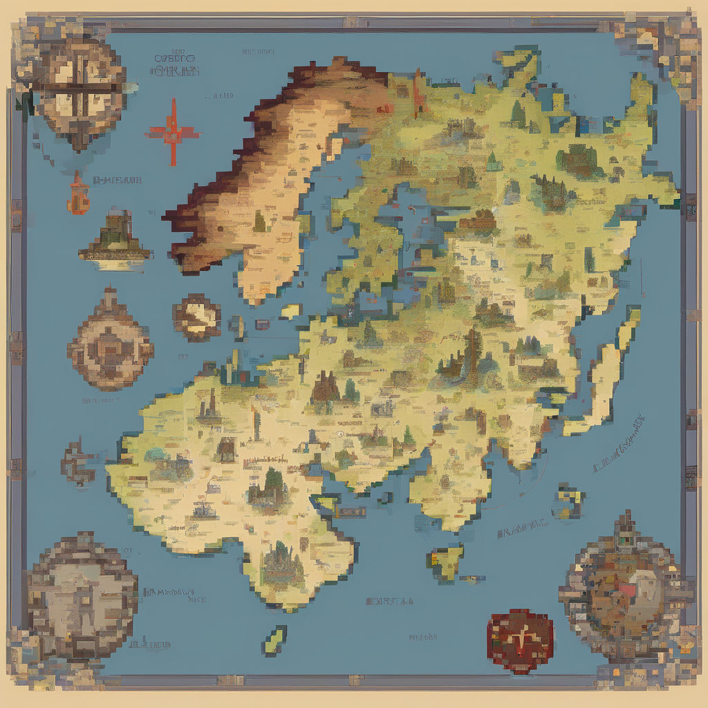 World map illustration in a fantasy medieval style by Lind03 - Playground