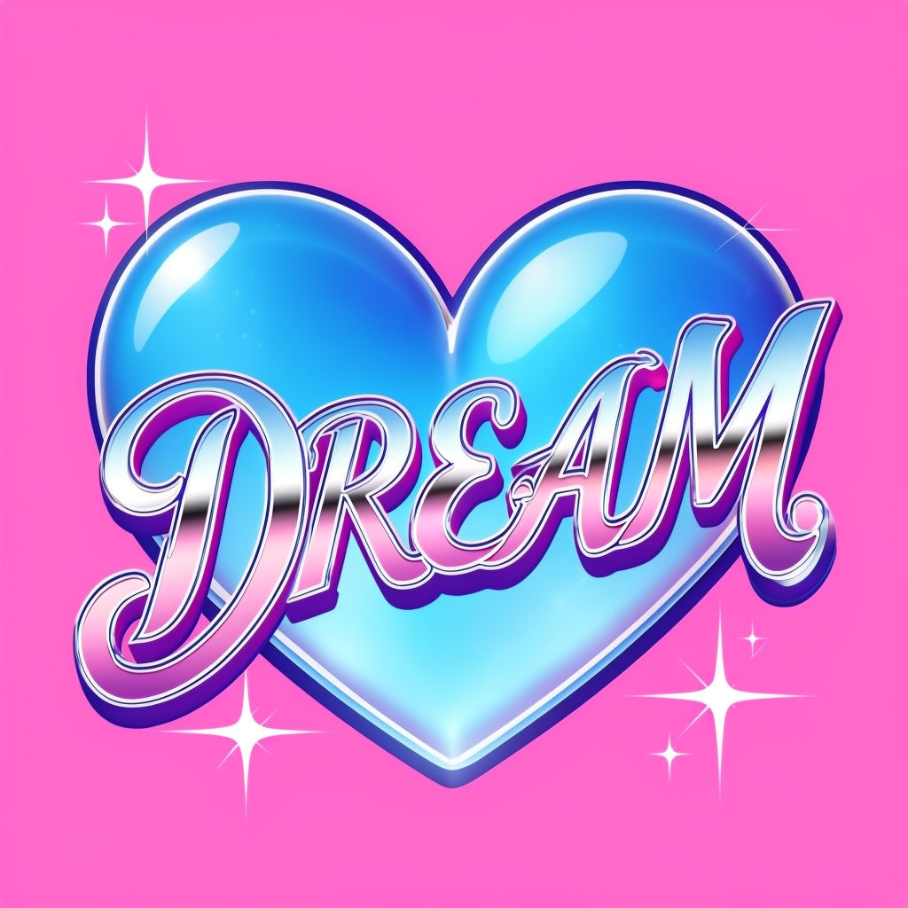 Glossy Heart Emblem with Dream Text for Playful Logo