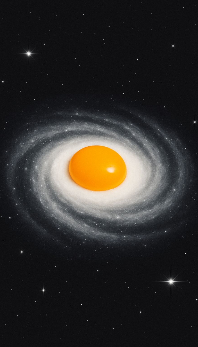 Whimsical Galaxy of Egg Whites and Yolk in Space Mobile Wallpaper