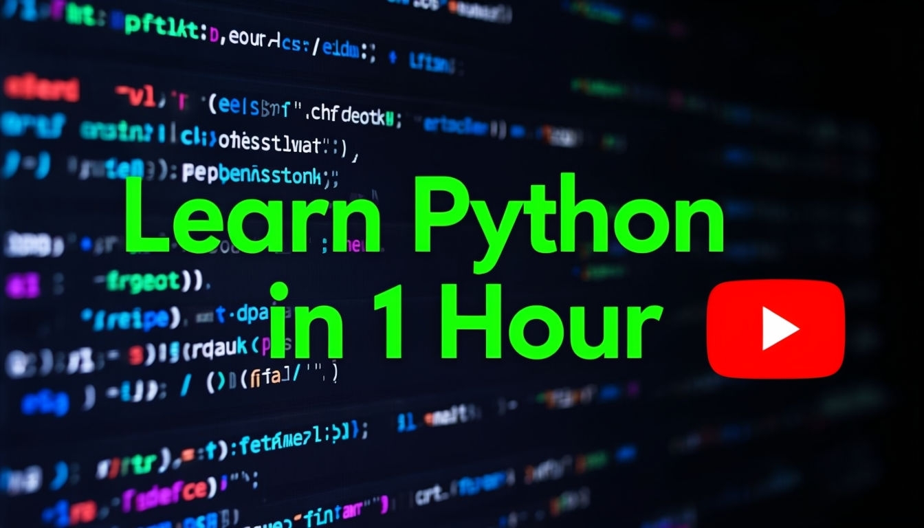 Learn Python in 1 Hour Neon Graphic for Programming Social Media Post