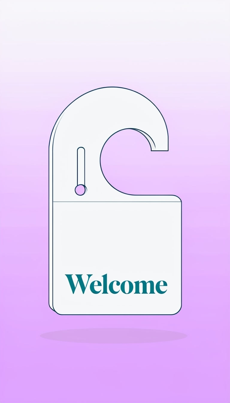 Elegant Minimalist Welcome Hotel Door Hanger Illustration Social Media Post