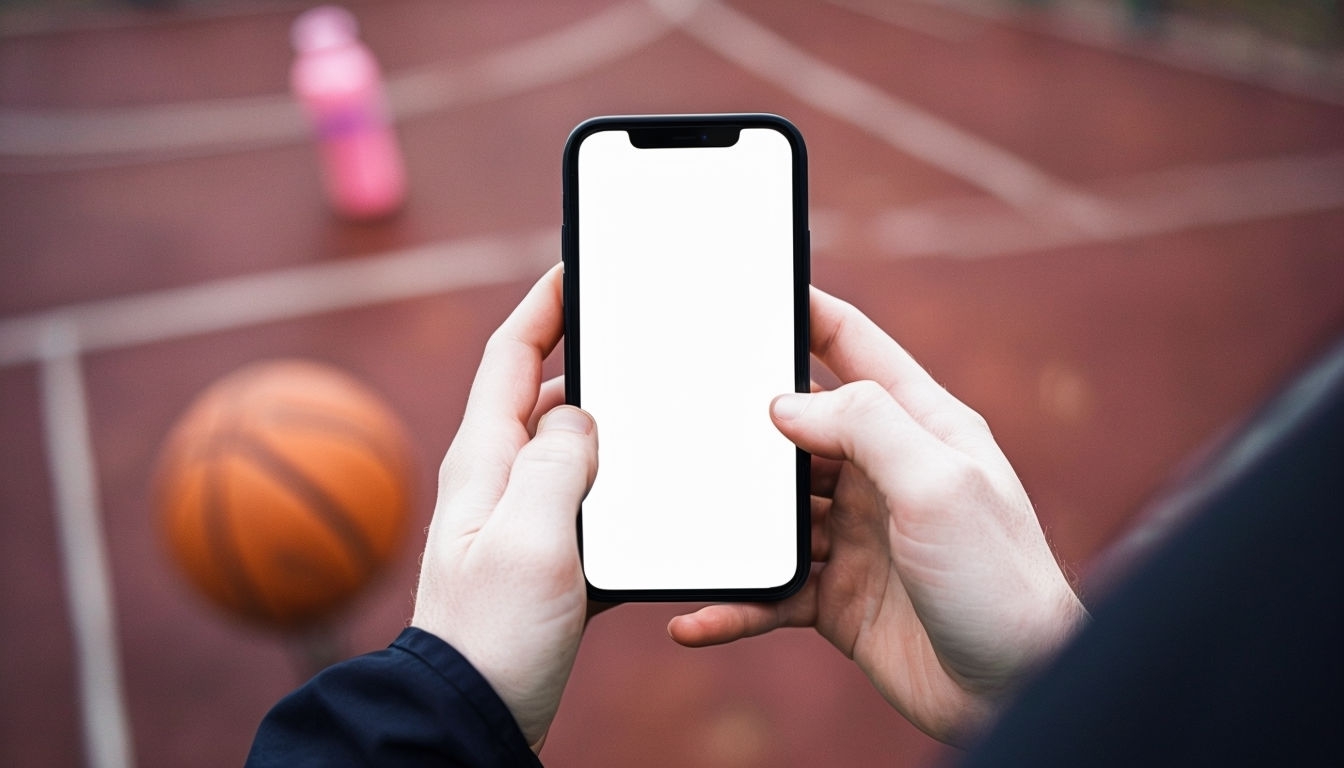Casual Smartphone Interaction on Basketball Court Mockup