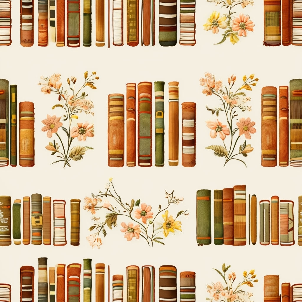 Intricate Embroidery Book and Flower Seamless Pattern Design