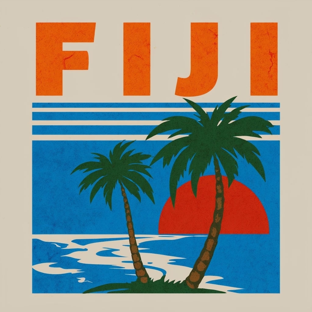 Retro Tropical Fiji Graphic Illustration T-Shirt