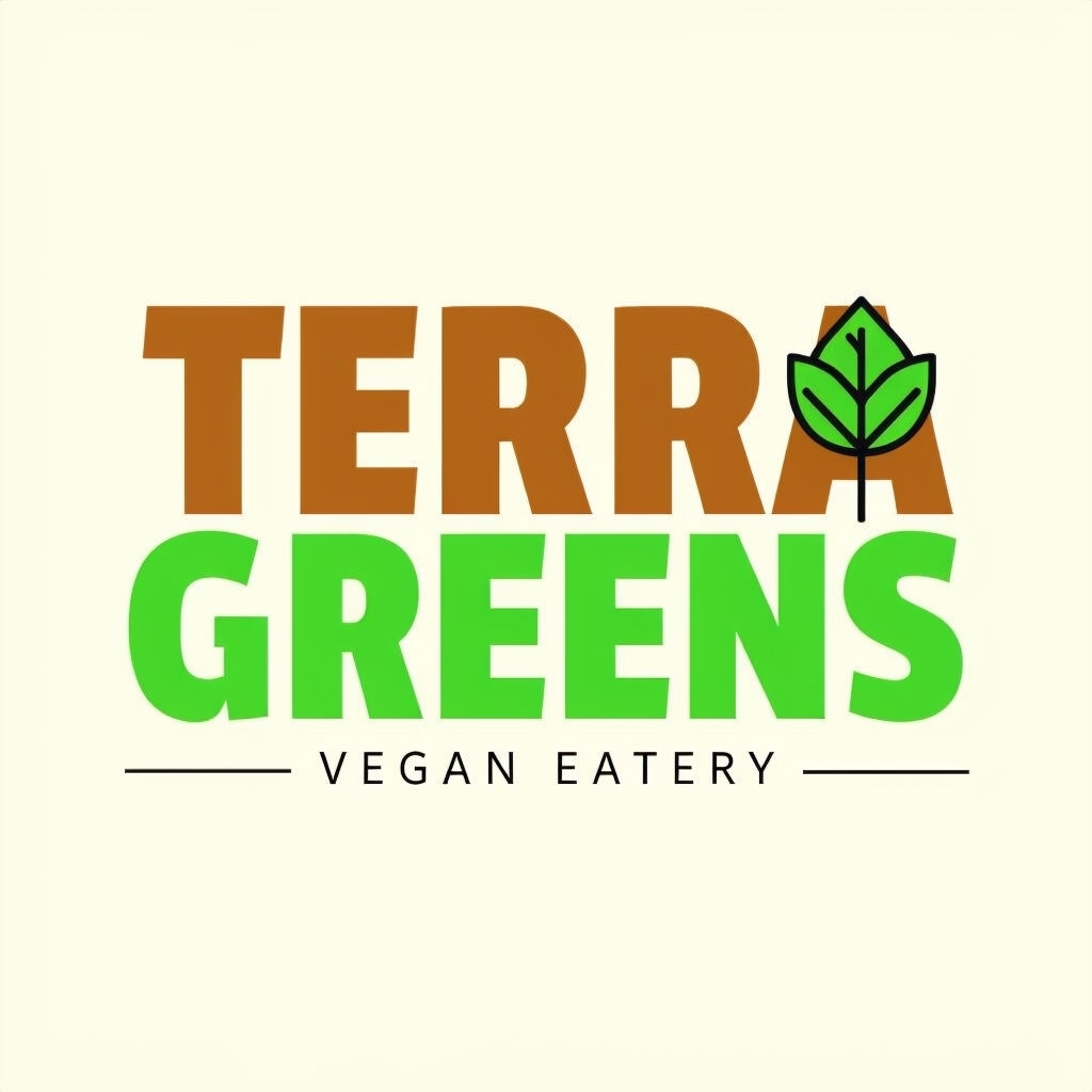 Modern Terra Greens Cafe Vegan Eatery Logo Design