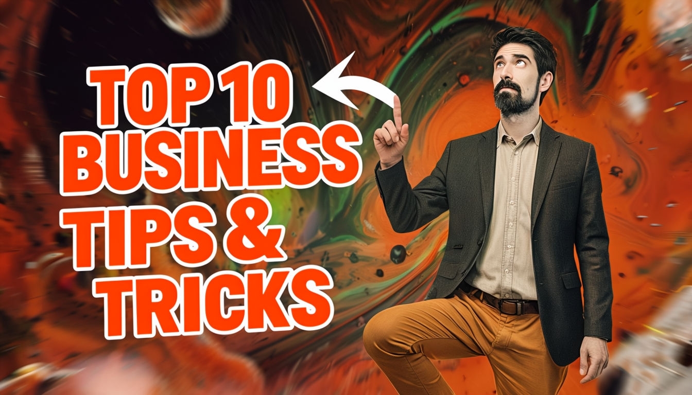 Dynamic Top 10 Business Tips & Tricks Graphic Banner