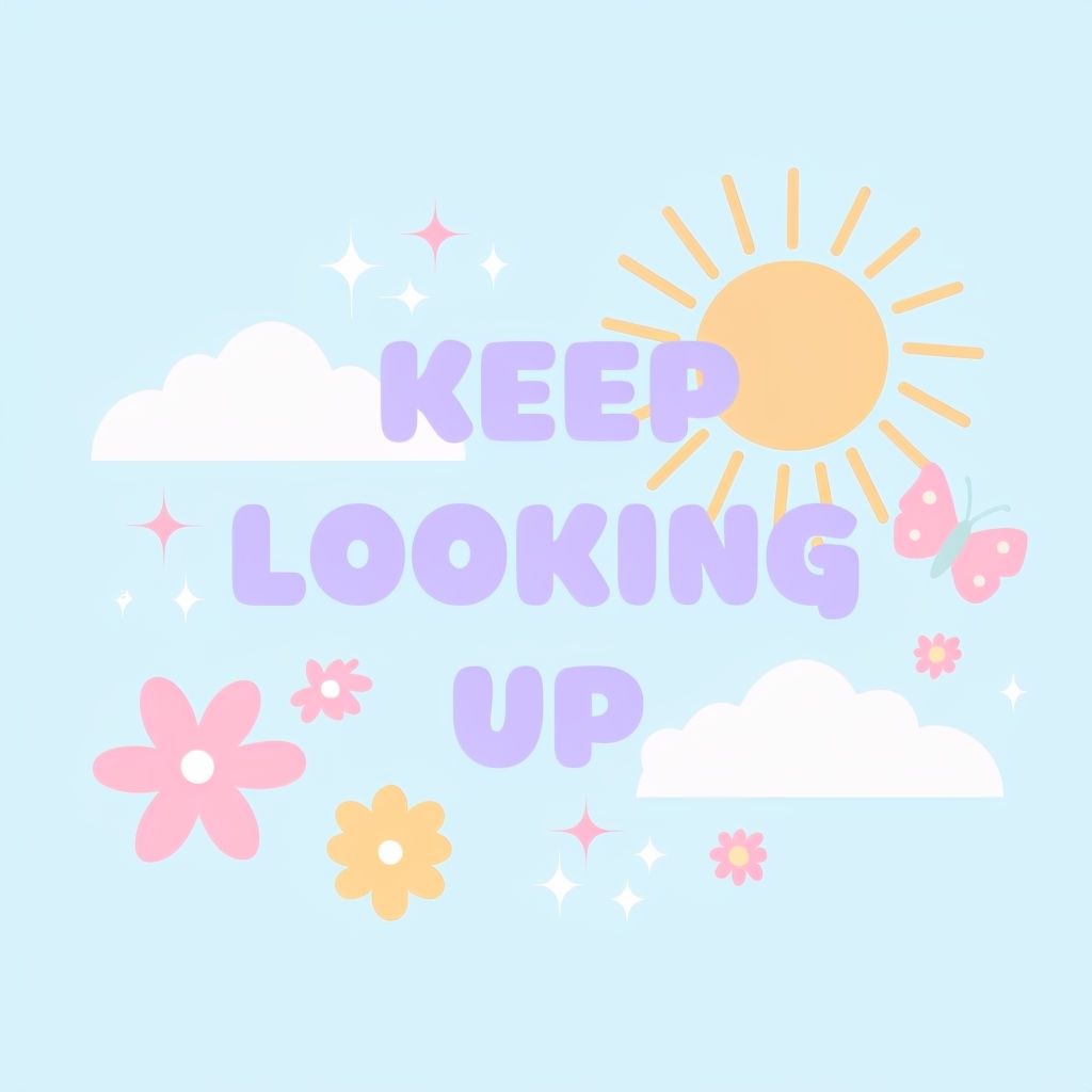 Uplifting 'Keep Looking Up' Motivational Graphic Design Social Media Post