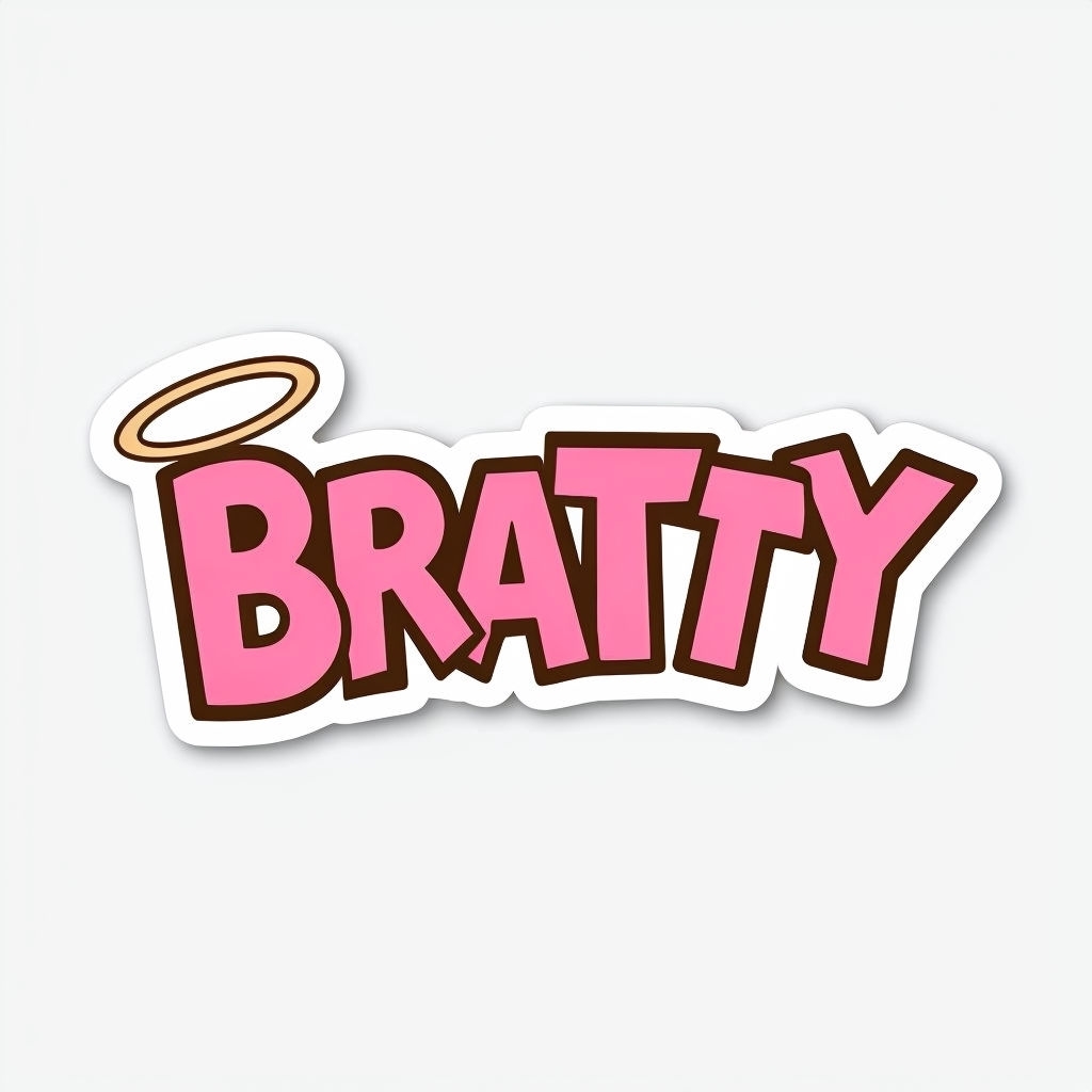 Playful Bratty Logo with Angelic Halo Design Sticker