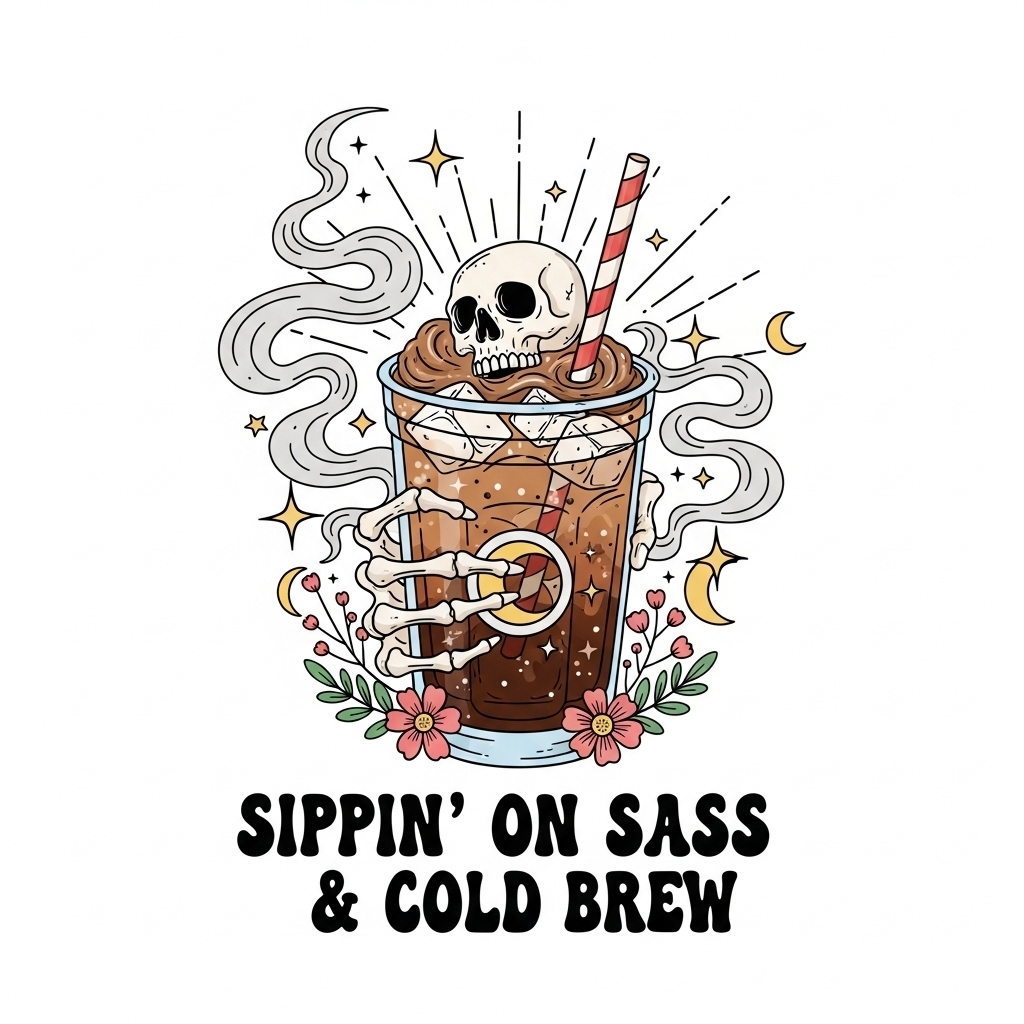 Sippin' on Sass and Cold Brew Iced Coffee T-Shirt