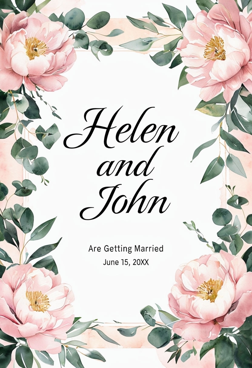 Elegant Watercolor Floral Wedding Invitation Card Design