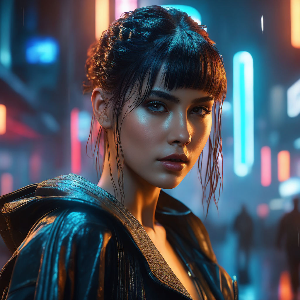 Portrait of Anna de armas as Mercenary from cyberpunk 2077