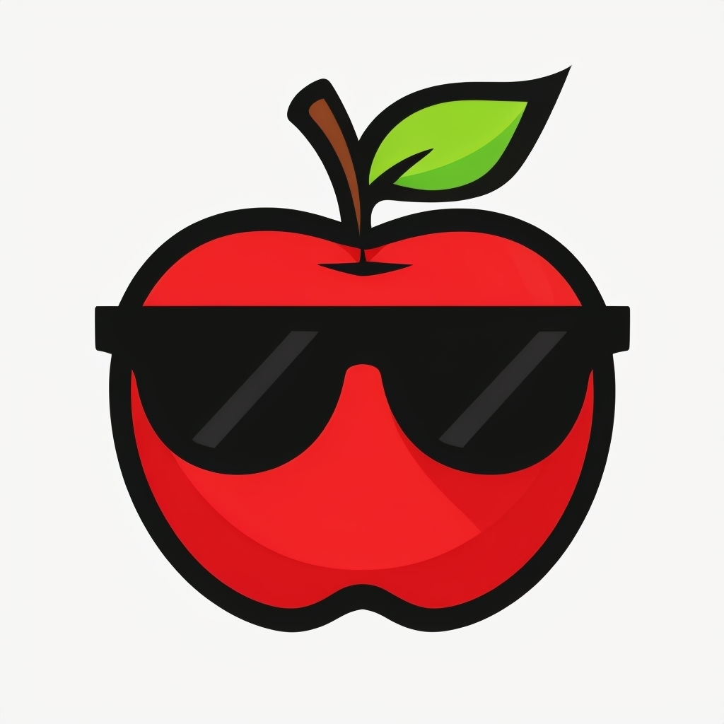 Playful Red Apple with Sunglasses Icon Sticker