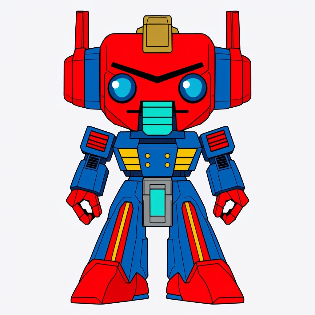 Friendly Gundam-Inspired Cartoon Robot Illustration Sticker