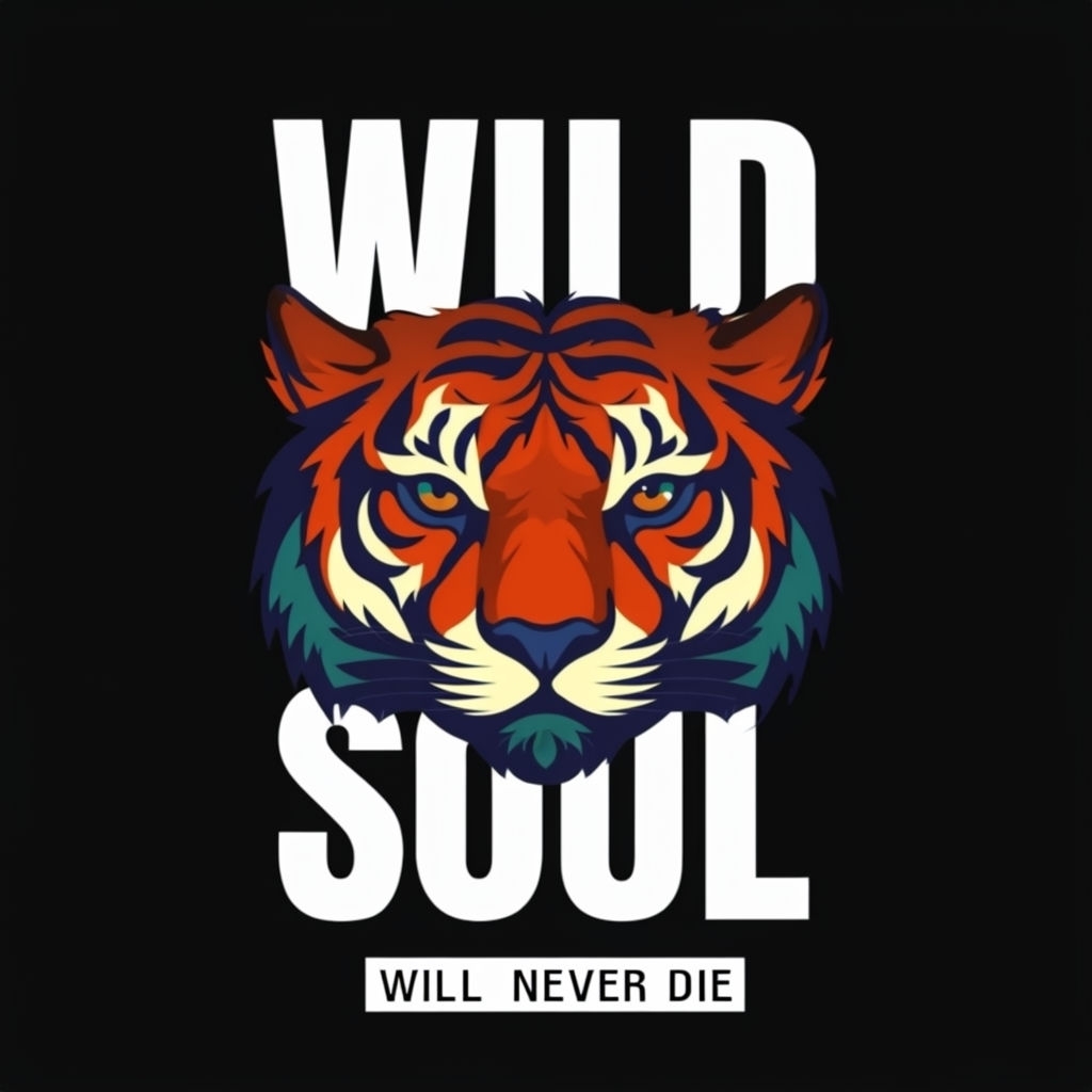 Bold WILD SOUL Tiger Eyes Graphic Design T-Shirt