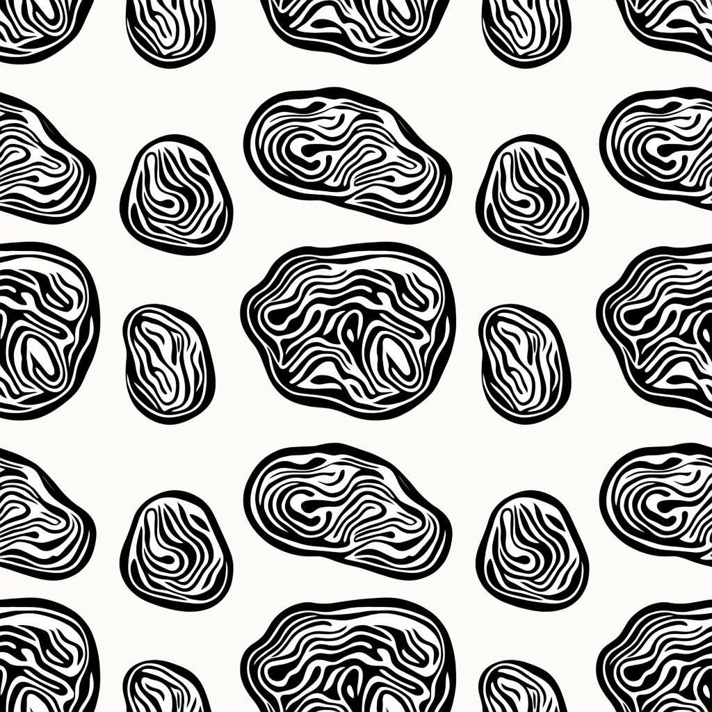 Stylized Black River Stones Seamless Pattern Design