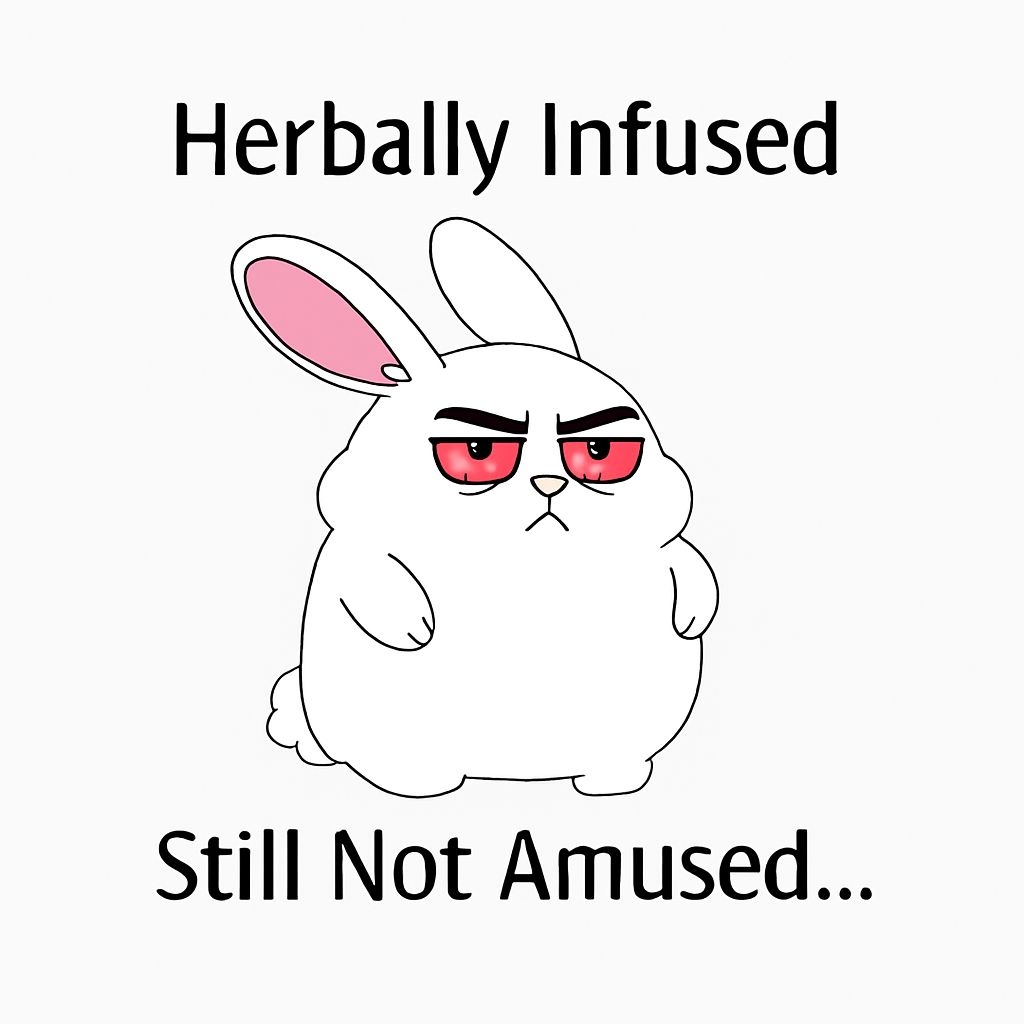 Annoyed White Bunny with Herbal Infusion Theme Sticker
