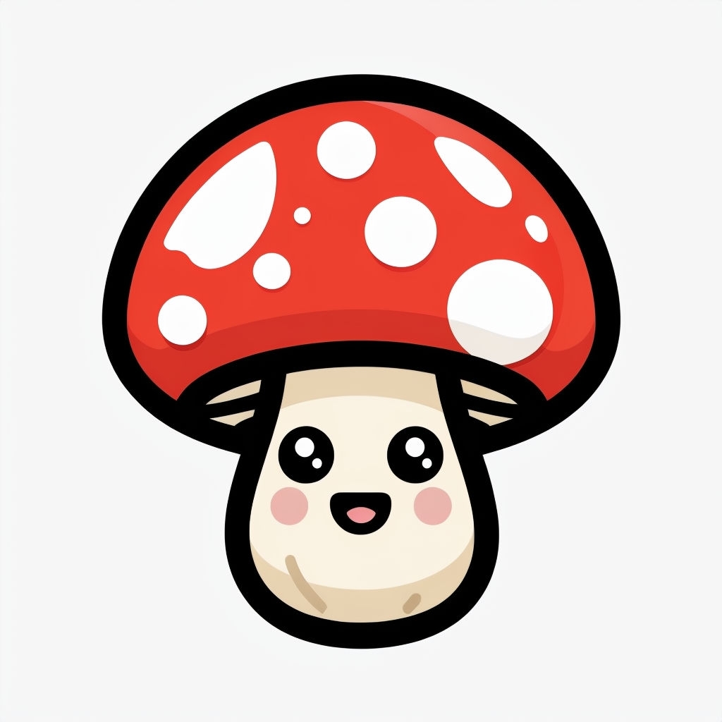 Kawaii Happy Mushroom Character Illustration Sticker