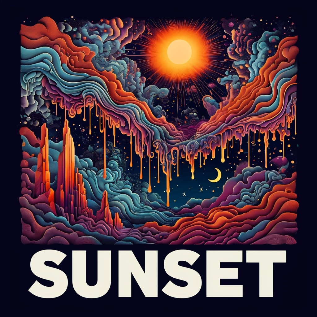 Vibrant Abstract Surreal Sunset Illustration for Music Album Cover