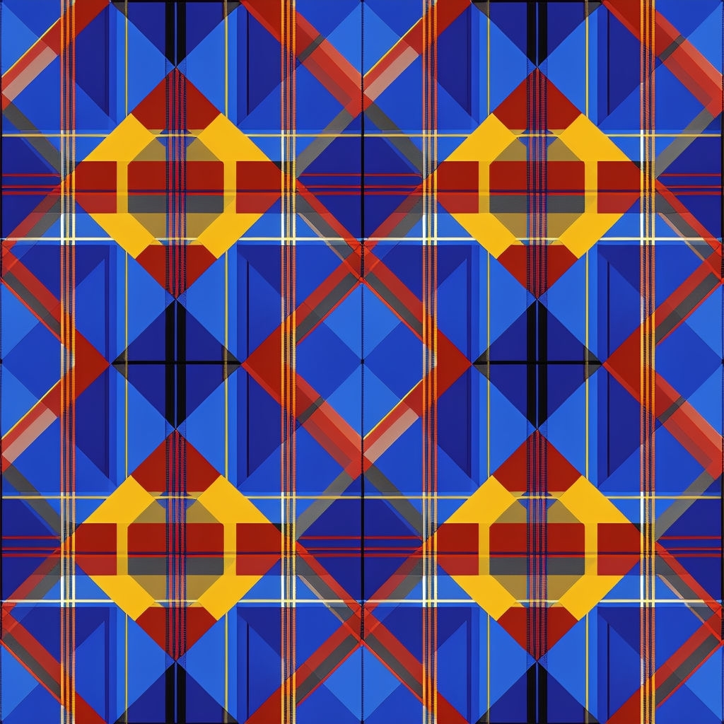 Vibrant Cobalt Blue and Brick Red Plaid Seamless Pattern