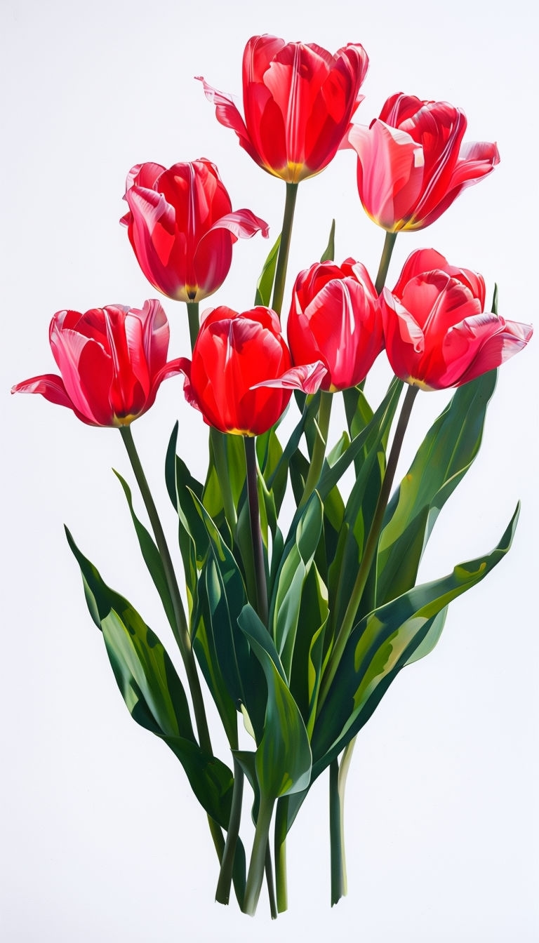 Vibrant Red Tulips Botanical Painting for Phone Case Cover