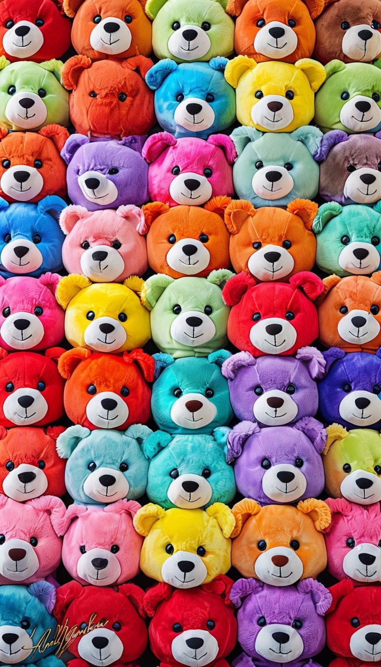 Colorful Array of Plush Teddy Bears Photograph Phone Case Cover