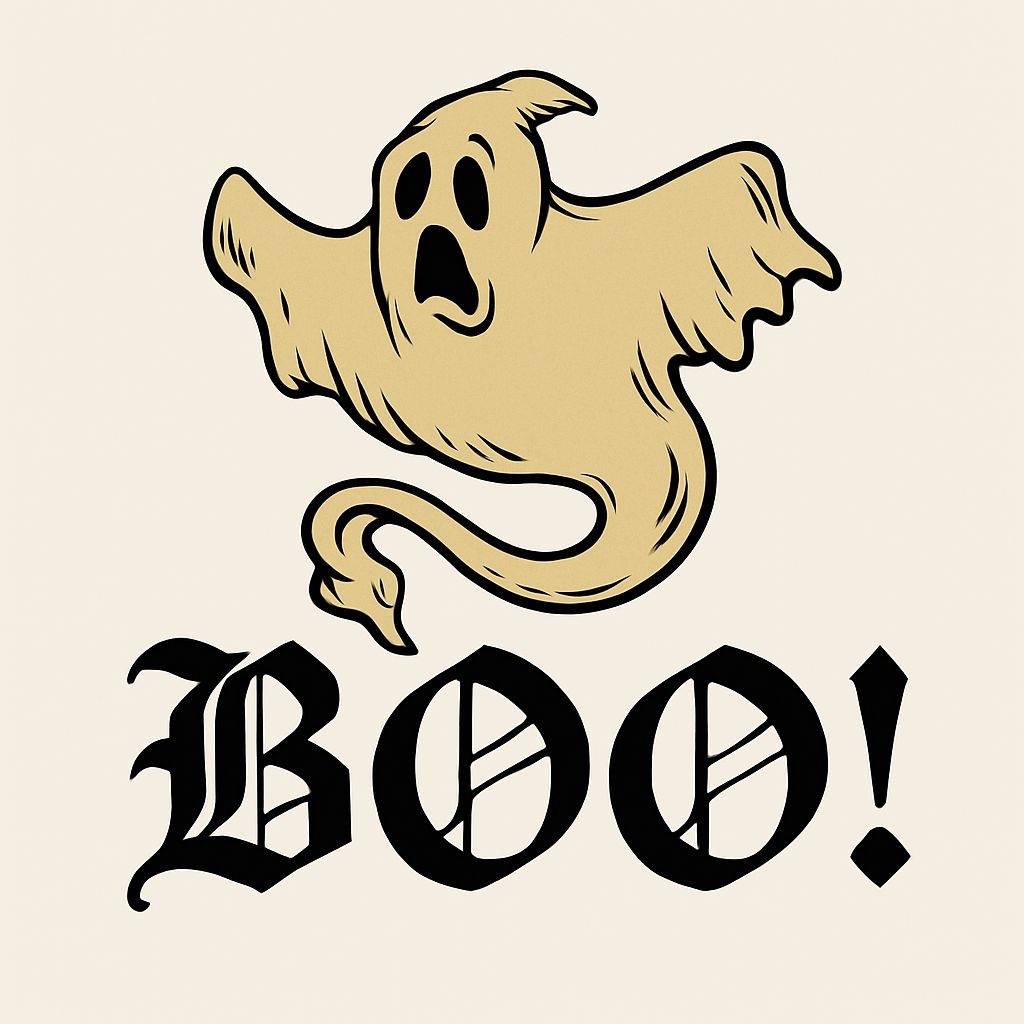 Surprised Ghost with BOO! Text Halloween Sticker