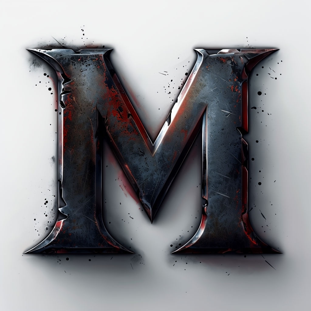 Distressed Metallic Letter M Monogram Art