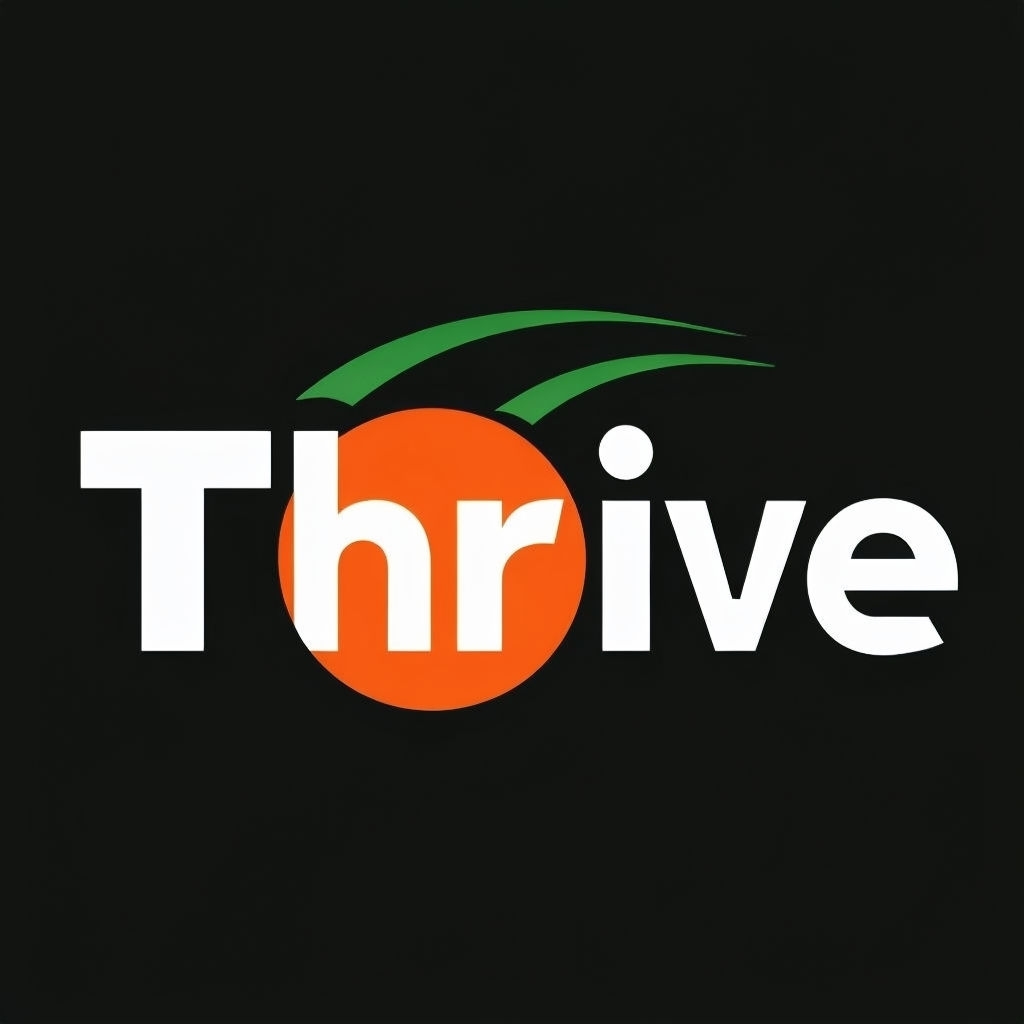 Modern Minimalist Thrive Logo with Vibrant Orange Circle