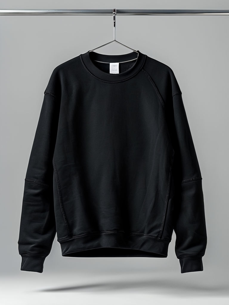 Minimalist Black Long-Sleeve Sweatshirt Display Mockup