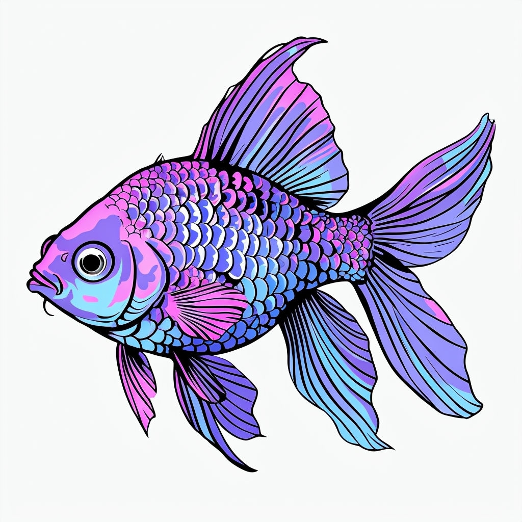 Vibrant Cartoon Goldfish Illustration T-Shirt