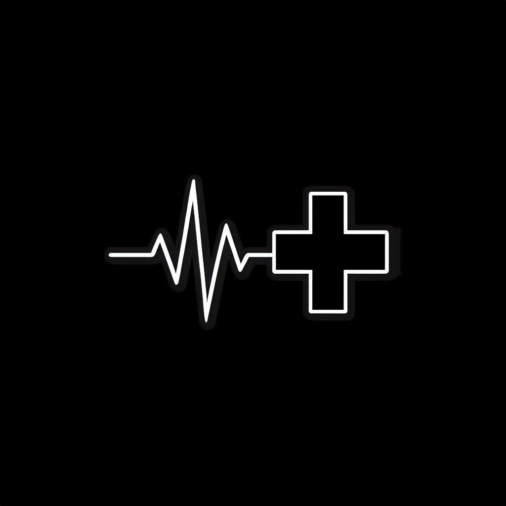 Minimalist White Heartbeat Line with Medical Cross T-Shirt