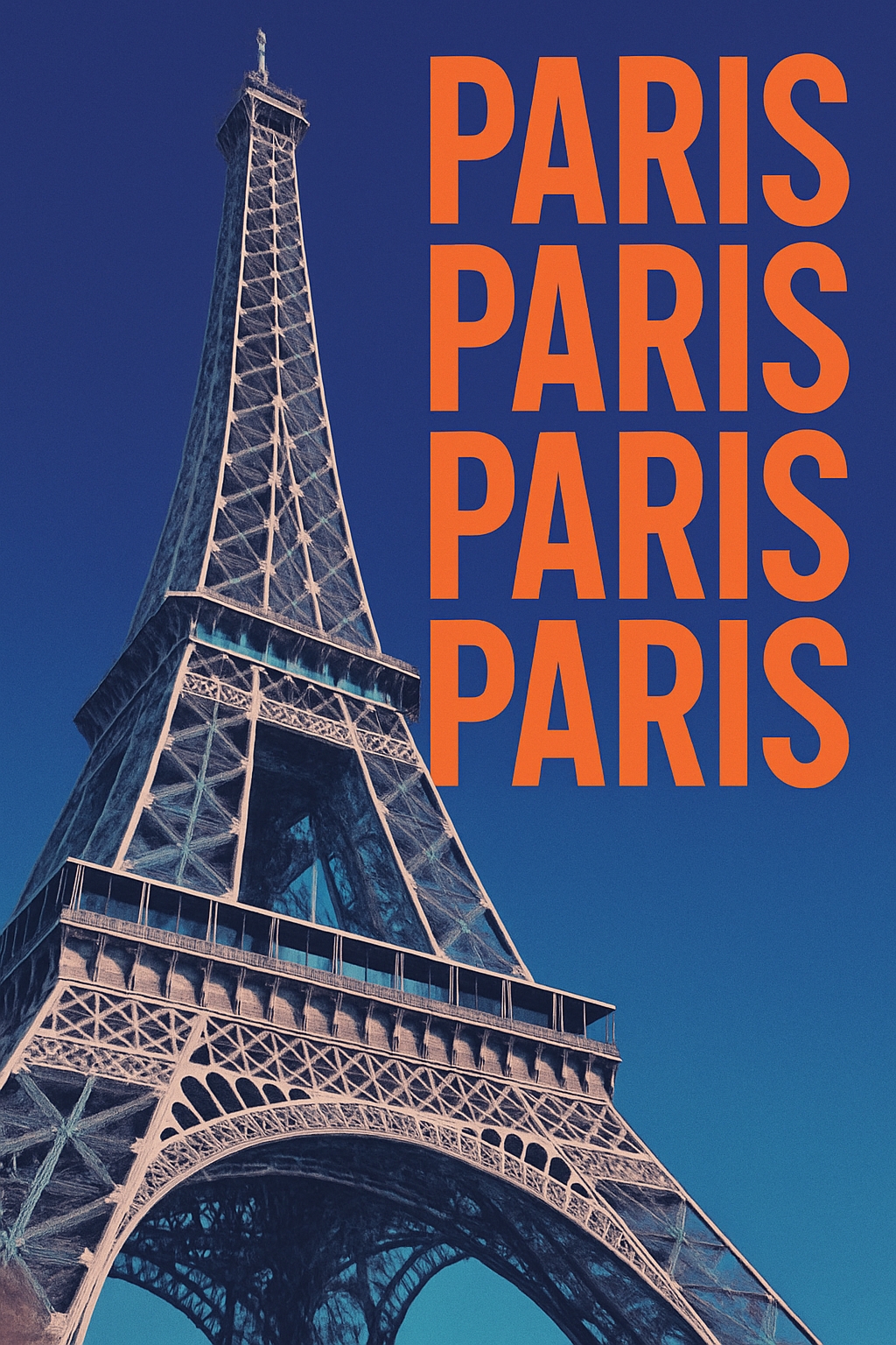 Vibrant Eiffel Tower Paris Artwork with Bold Text Poster