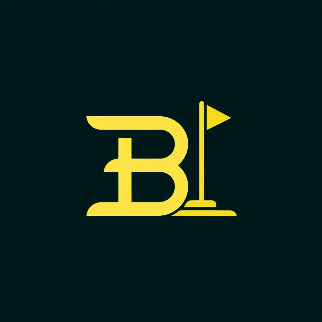 Stylized Minimalist Golf Logo Design on Black Background for Hats