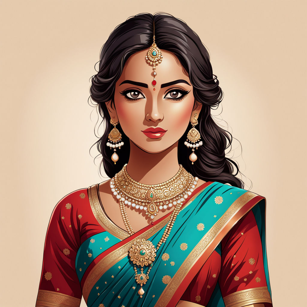 A women illustration in traditional dress by AMAR CHAUDHARY - Playground