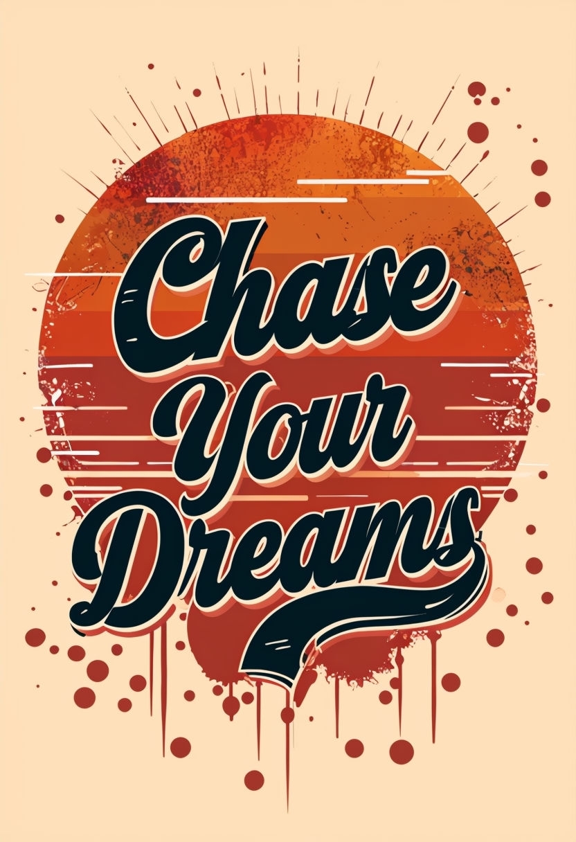 Chase Your Dreams Motivational Quote Vintage Art Poster