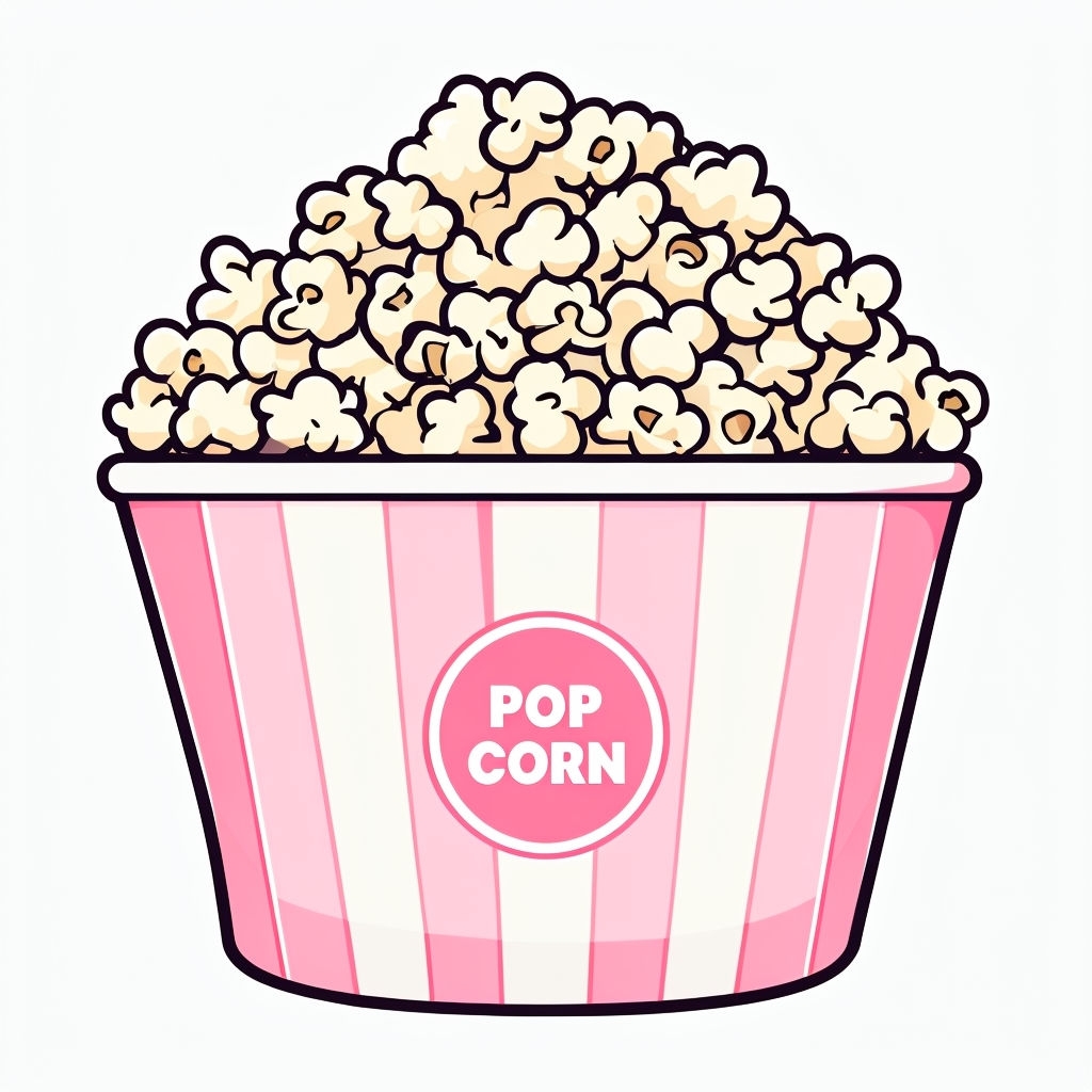 Cartoon-Style Bowl of Popcorn Illustration Sticker
