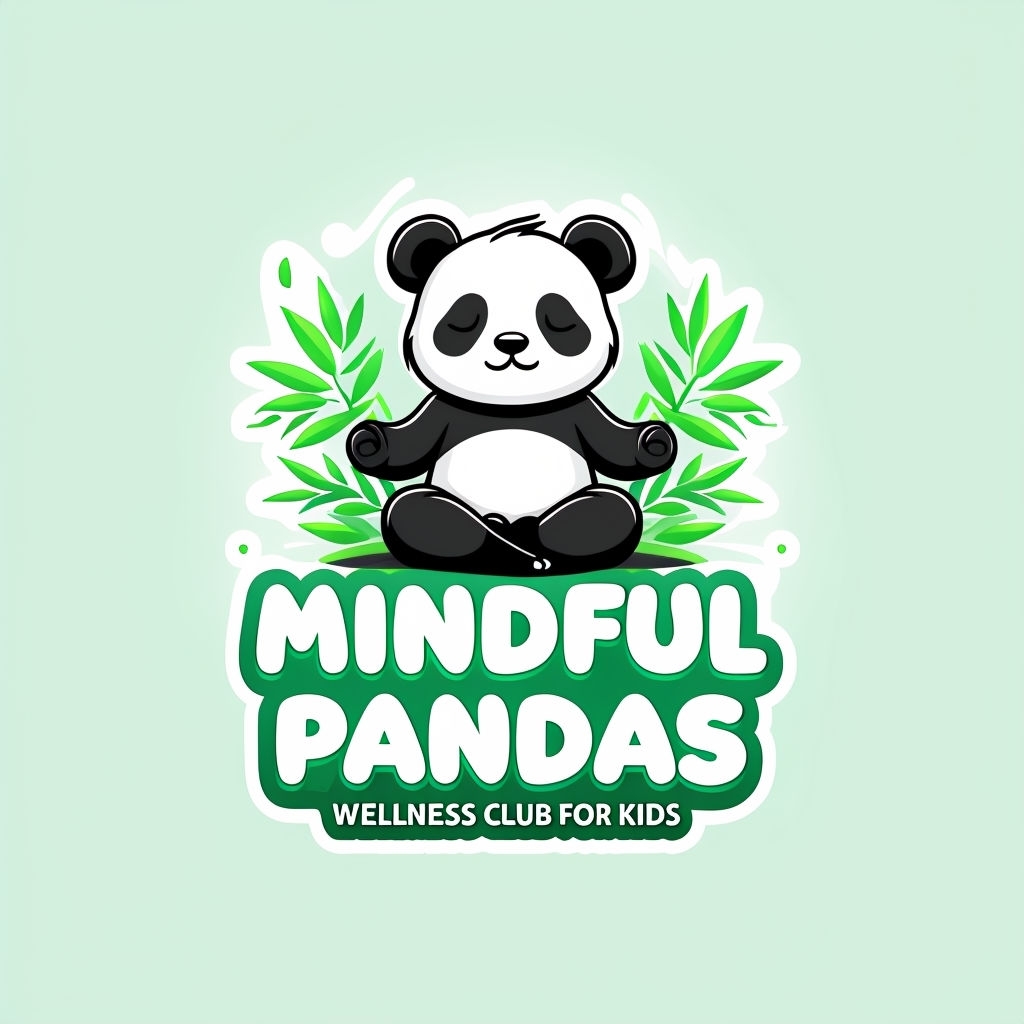 Cheerful Mindful Pandas Logo for Kids Wellness Club