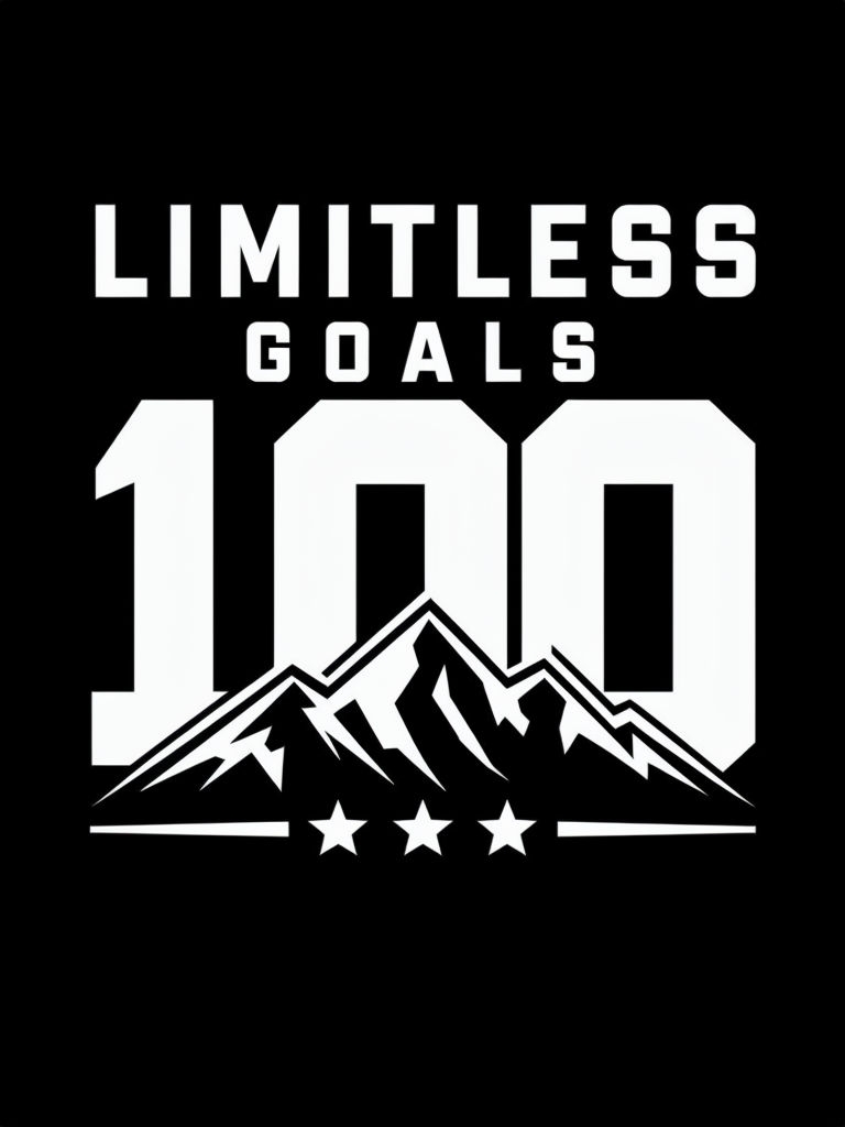 Limitless Goals 100 Mountain Graphic T-Shirt Design