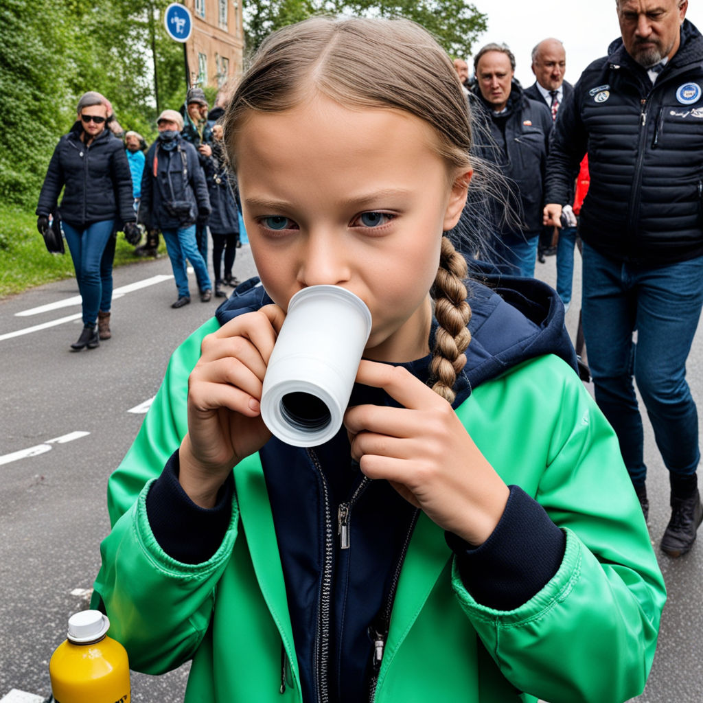 Sexy Busty Eco Recycling Fantasy protestor Greta Thunberg