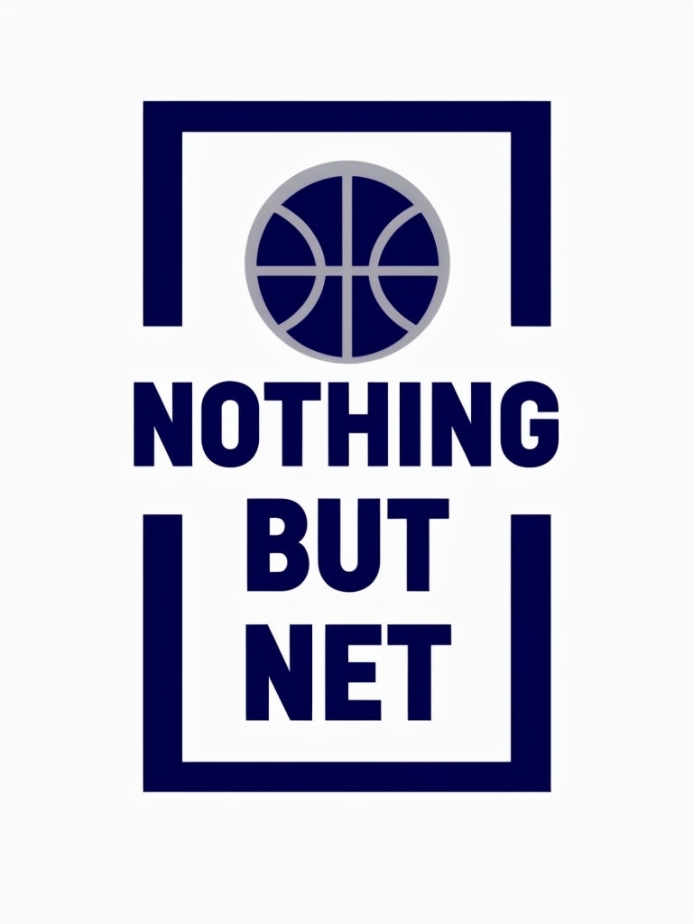 Minimalist Navy Blue Nothing But Net Basketball Logo T-Shirt