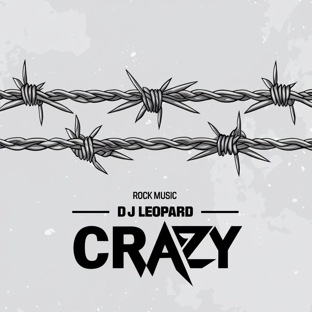 Edgy Barbed Wire Rock Music Album Cover with DJ Leopard Design